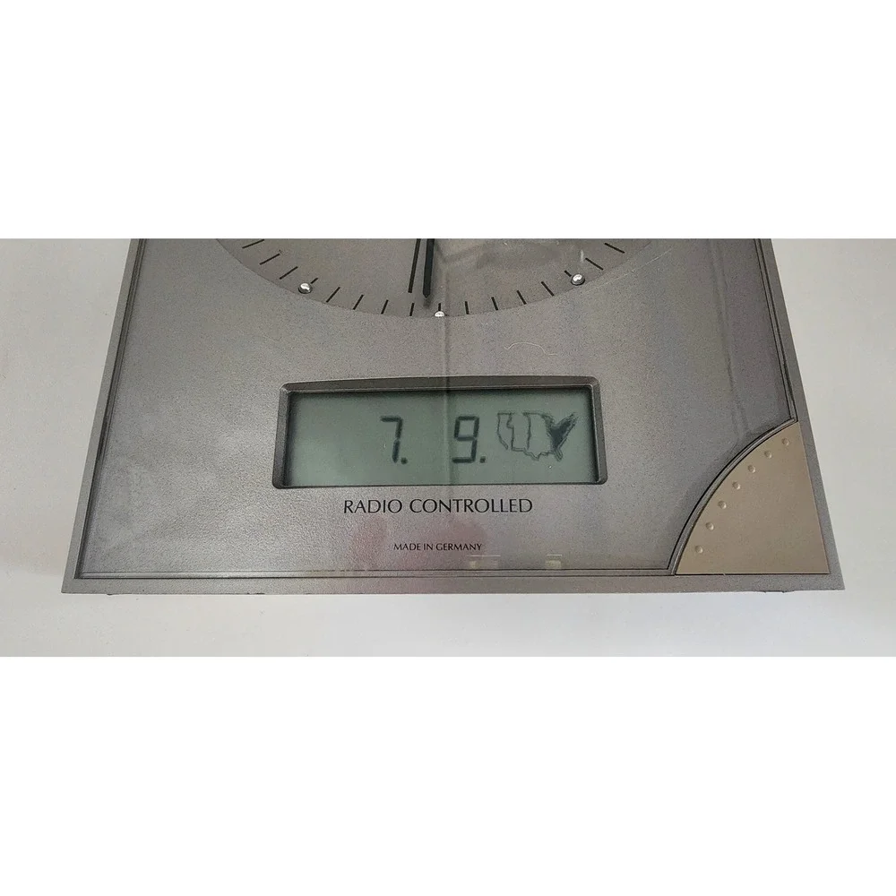 Junghans Mega Radio Controlled Desk Clock Silver German Modernist 308/0100